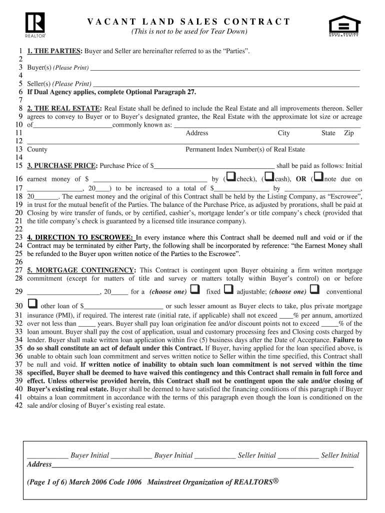  Vacant Land Contract 2006-2024