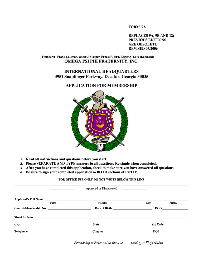 Omega Psi Phi Application  Form