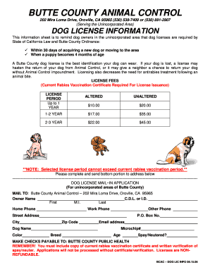  Butte County Dog License 2006
