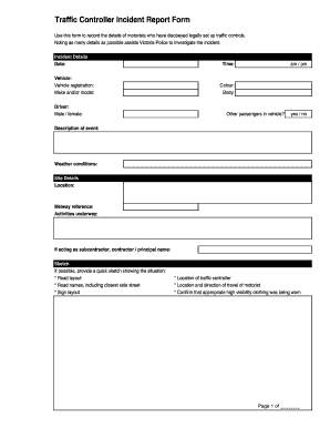 Traffic Controller Report Form FINAL WorkSafe Victoria