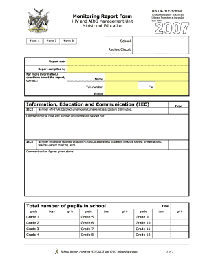 Monitoring Report Form Information, Education and Communication