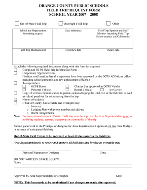 Ocps Chaperone Application  Form