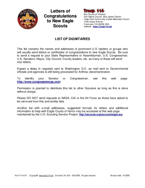 Eagle Scout Congratulatory Letter Request Template Form