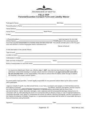 Waiver for Field Trip  Form