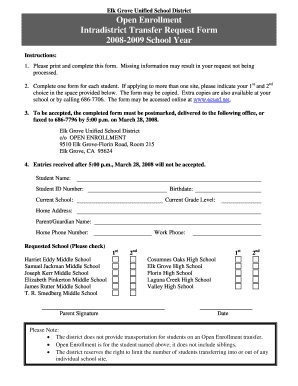 Egusd Interdistrict Transfer Form