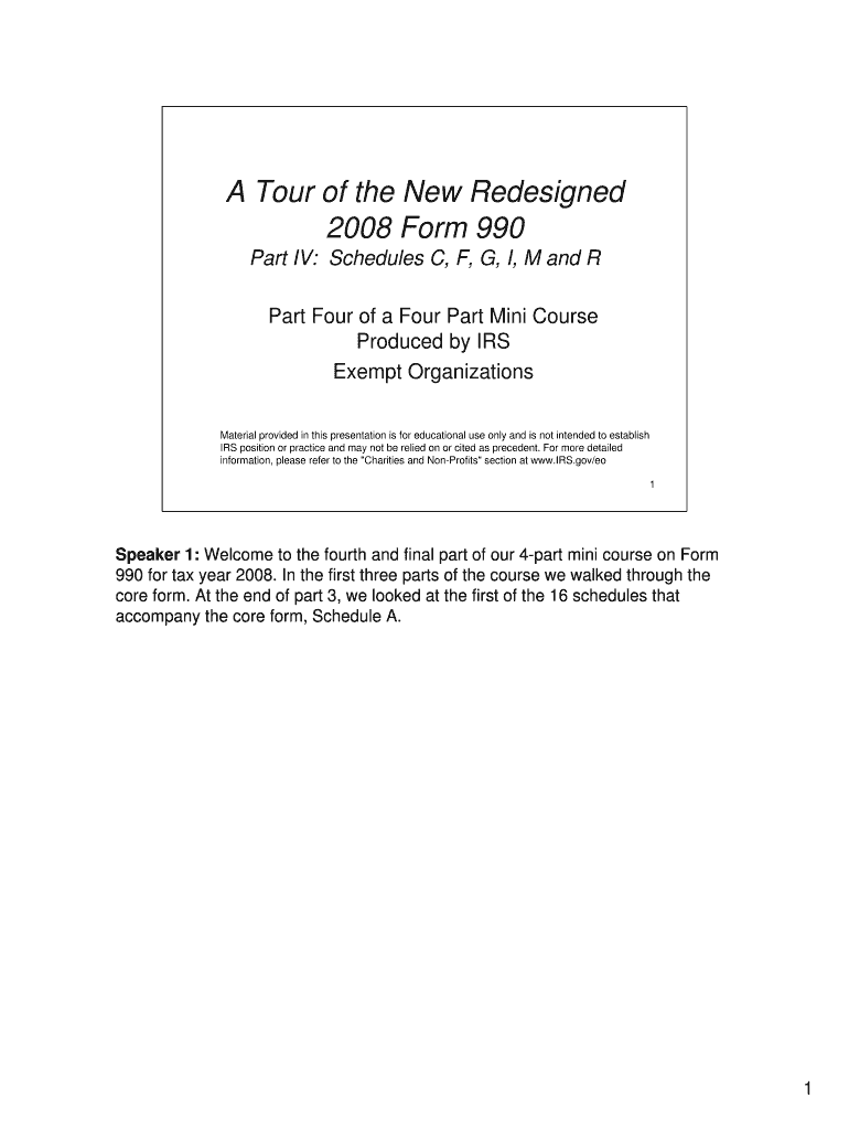 A Tour of the New Redesigned Form 990 Part IV