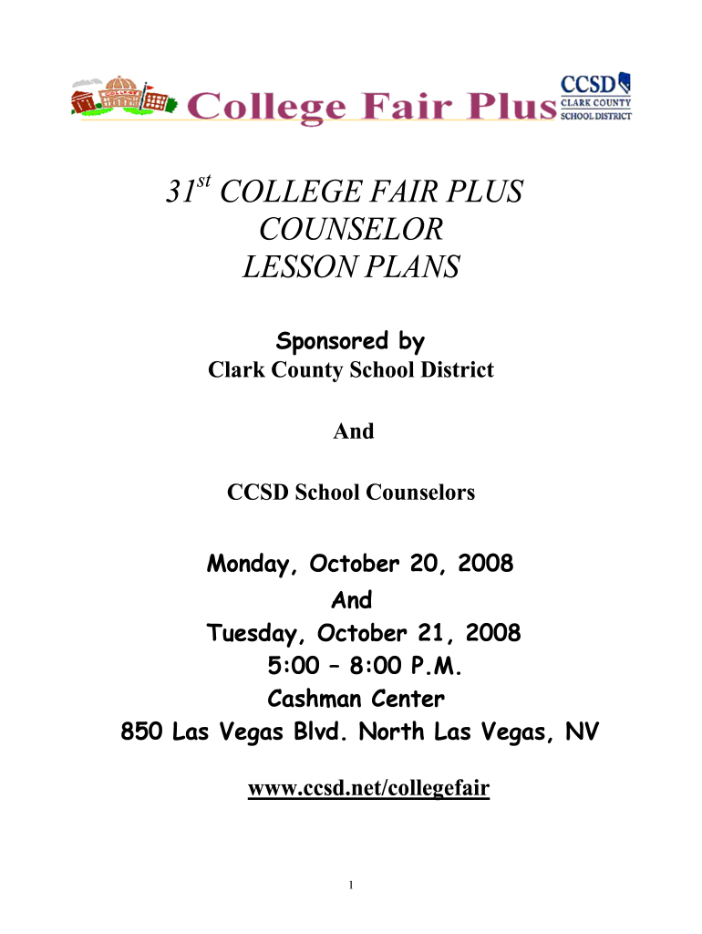 College Fair Lesson Plan Form