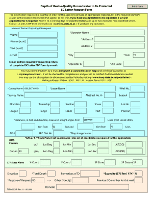 Where Do I Find the Form for Depth of Usable Quaality Groundwater to Be Protected Sc Letter Request Form