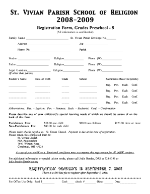 Awana Registration Form Word Document