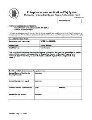 Eiv Coordinator Access Authorization Form 2008