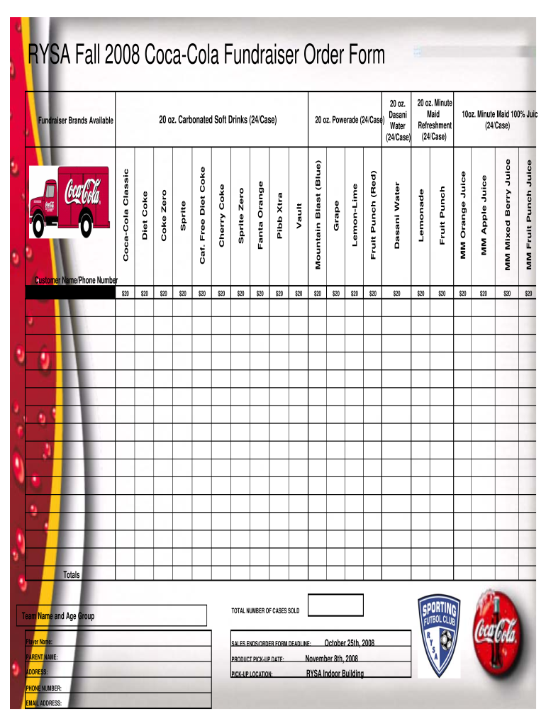 Coca Cola Fundraiser  Form