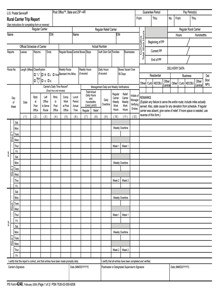  Usps Form 4240 2009-2024