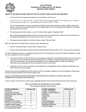 City of Prescott Tax Form