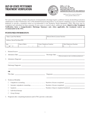 Illinois Petitioner Treatment Verification  Form