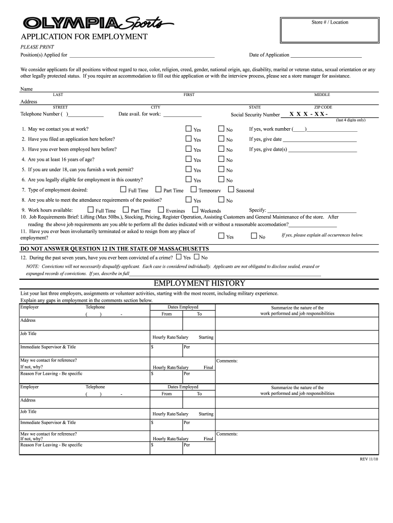 Olympia Sports Application - Fill Out and Sign Printable ...