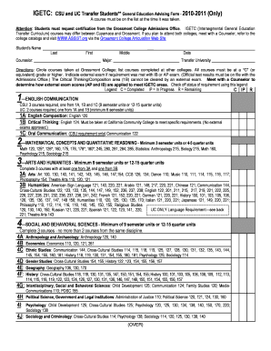 Igetc Requirements  Form