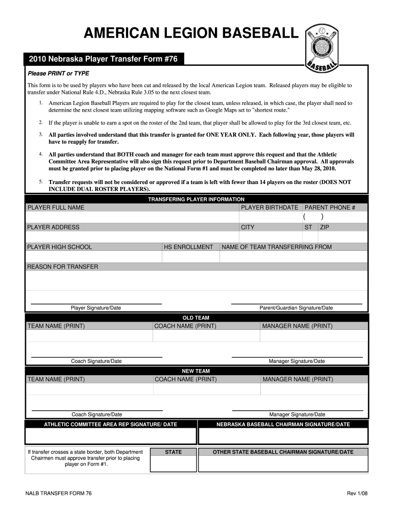 American Legion Baseball Release Form