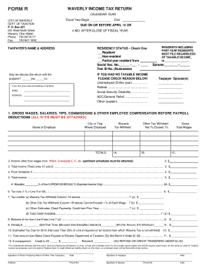 Waverly Ohio City Tax Form