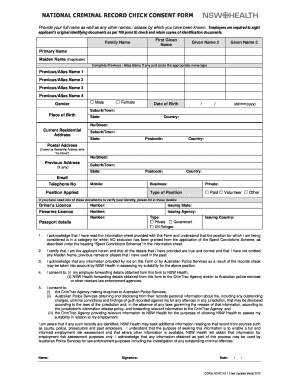 Form for Criminal Background Check