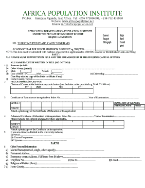 Africa Population Institute  Form