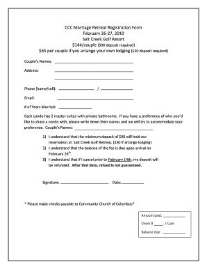 CCC Marriage Retreat Registration Form February 26 27, Salt J B5z