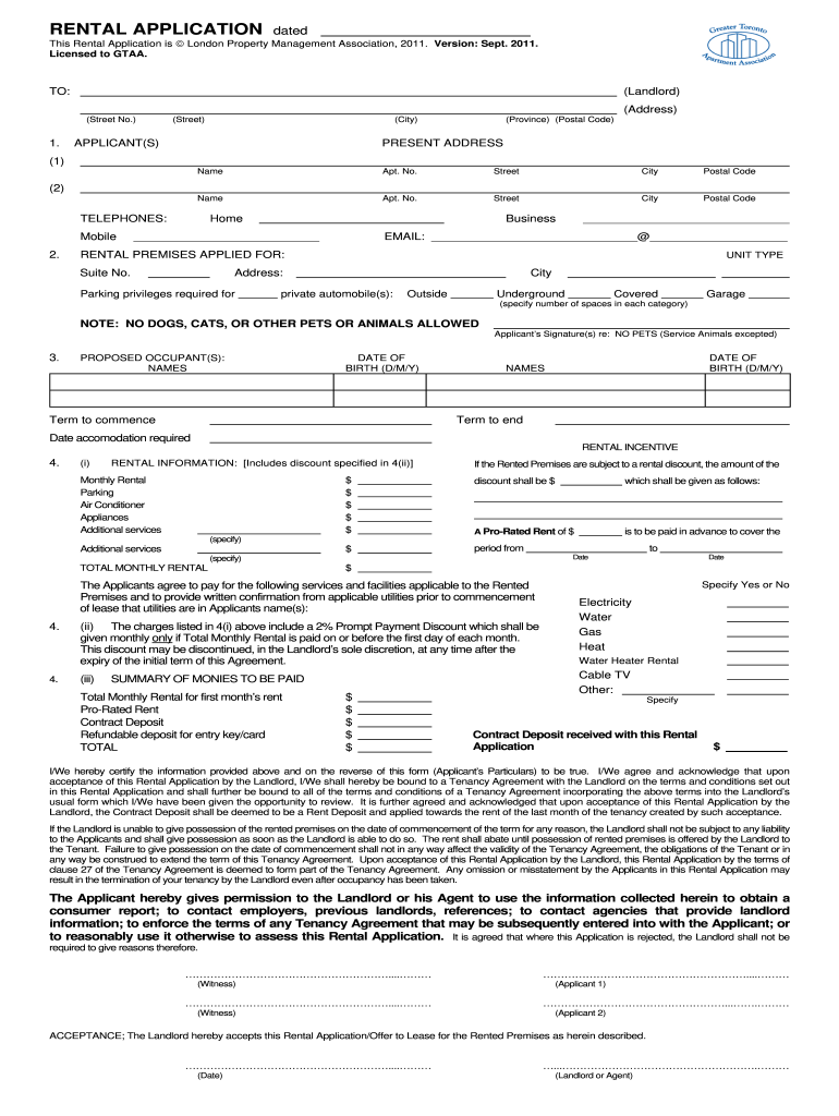 RENTAL APPLICATION Dated  Rockport Group  Form