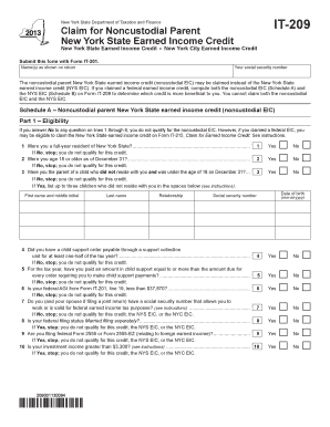 Form it 209Claim for Noncustodial Parent New York State Taxhow