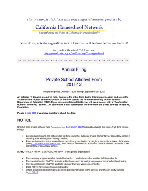 California Private School Affidavit PDF  Form