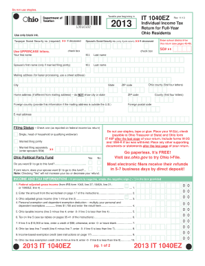 It 1040EZ it 1040EZ Ohio Department of Taxation Taxhow  Form