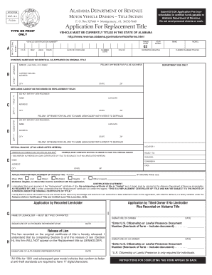 Alabama Department of Revenue Motor Vehicle Division  Form