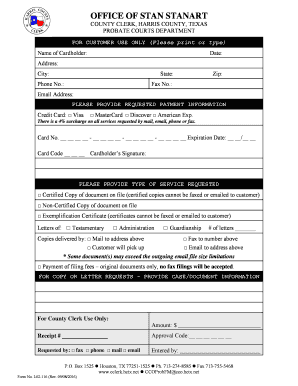 Credit Card Authorization Harris County Clerk&amp;#39;s Office  Form