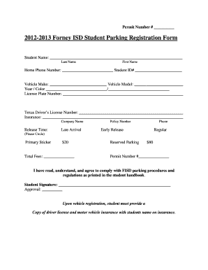 Forneyisd Parking Form