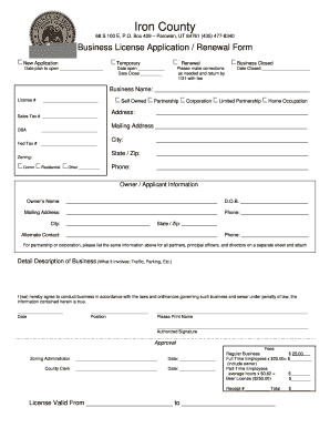 Cedar City Business License  Form