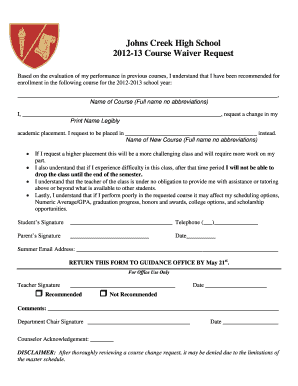 School Waiver Form