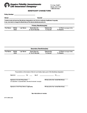 Online Monumental Life Insurance Beneficiary Change Form