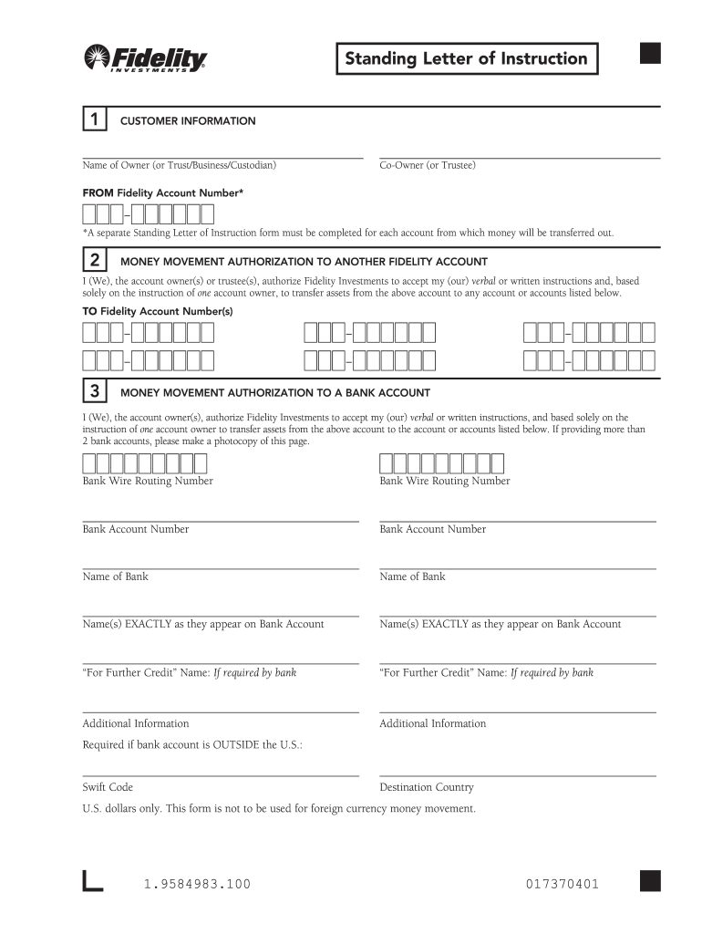 Fidelity Letter of Instruction  Form