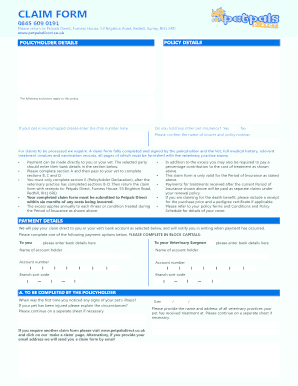 Pet Pals Insurance  Form