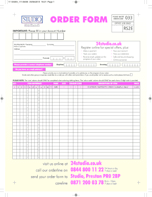 Studio Order Form