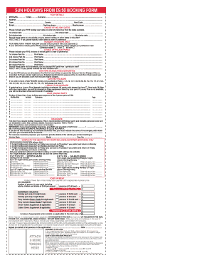 Sun Holiday Booking Form