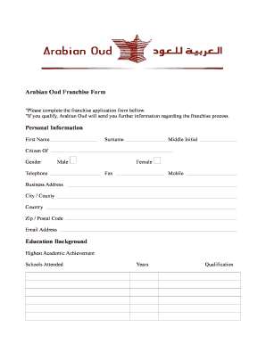 Arabian Oud Franchise  Form