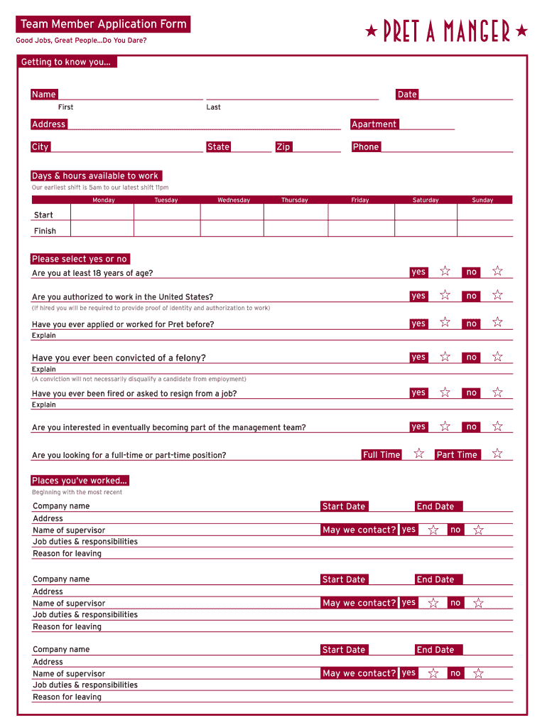 Pret Com Jobs  Form