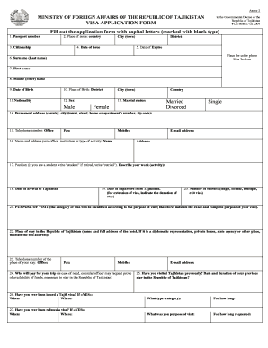 Download Tajikistan Visa Form the Visa House