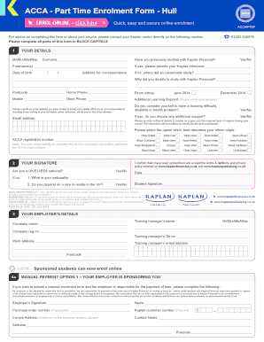 Kaplan Acca Enrolment Form