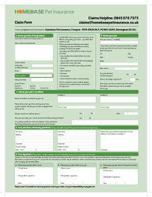 Homebase Pet Insurance  Form
