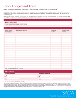 Barclays Stock Lodgment Forms
