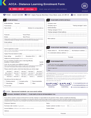 Kaplan Acca Enrolment Form