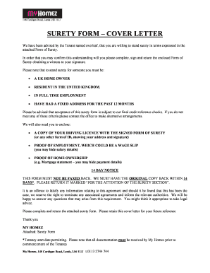 Letter of Surety  Form