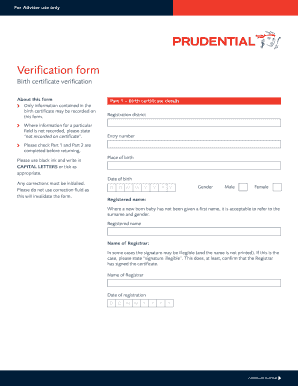 Birth Verification Form
