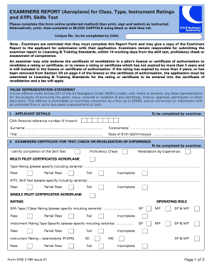EXAMINERS REPORT Aeroplane Civil Aviation Authority  Form