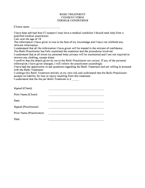 Reiki Consent Form